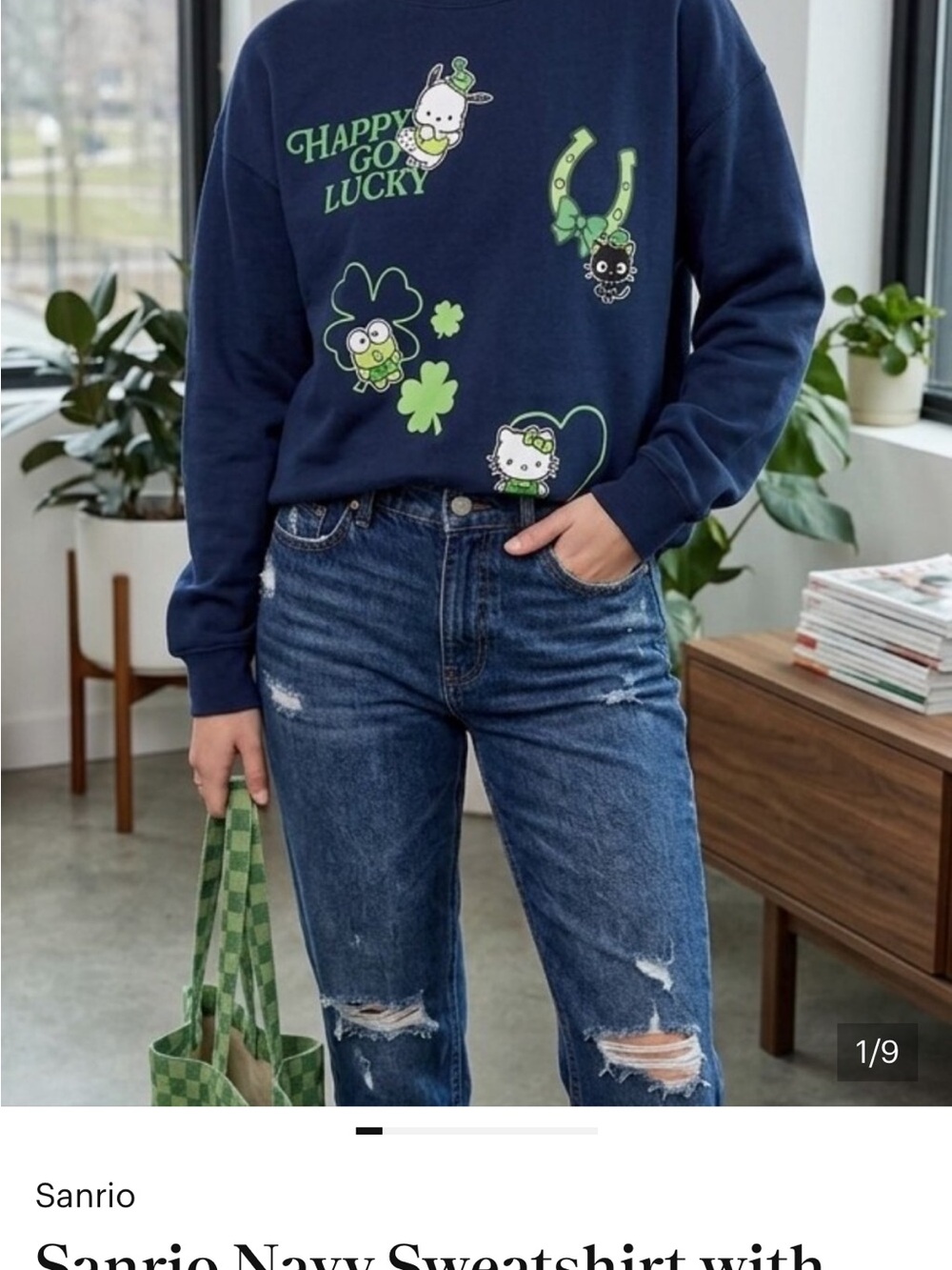 Sanrio Hello Kitty and Friends Sweatshirt with Bright Green Graphic